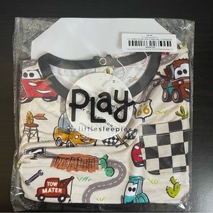 Little Sleepies Cars Themed Pajama Set - Shorty Pocket Romper 3T